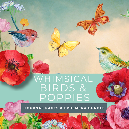 Whimsical Birds and Poppies FREE DOWNLOAD