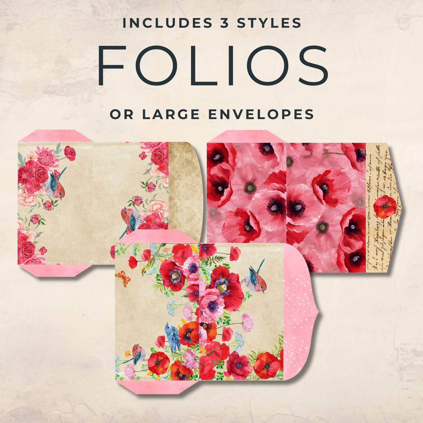 Whimsical Birds and Poppies FREE DOWNLOAD