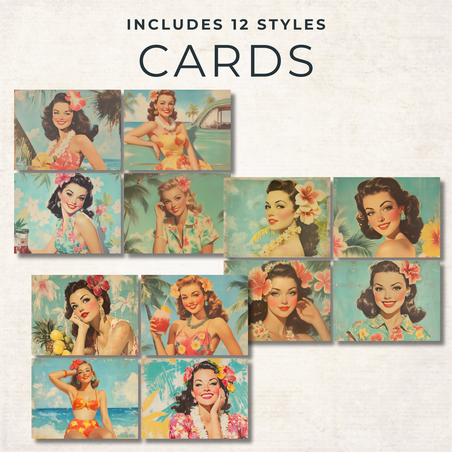 Retro Hawaii Junk Journal Kit – Vintage Tropical Scrapbook Ephemera & Printable Pin-Up Pages