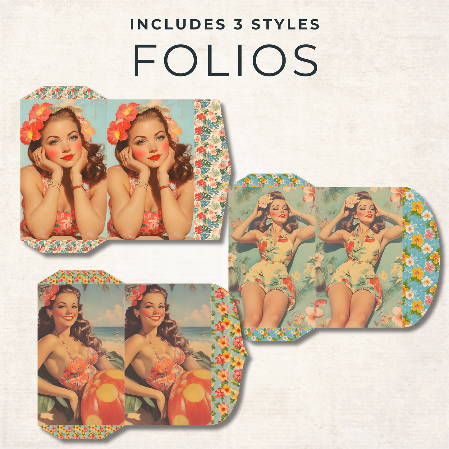 Retro Hawaii Junk Journal Kit – Vintage Tropical Scrapbook Ephemera & Printable Pin-Up Pages