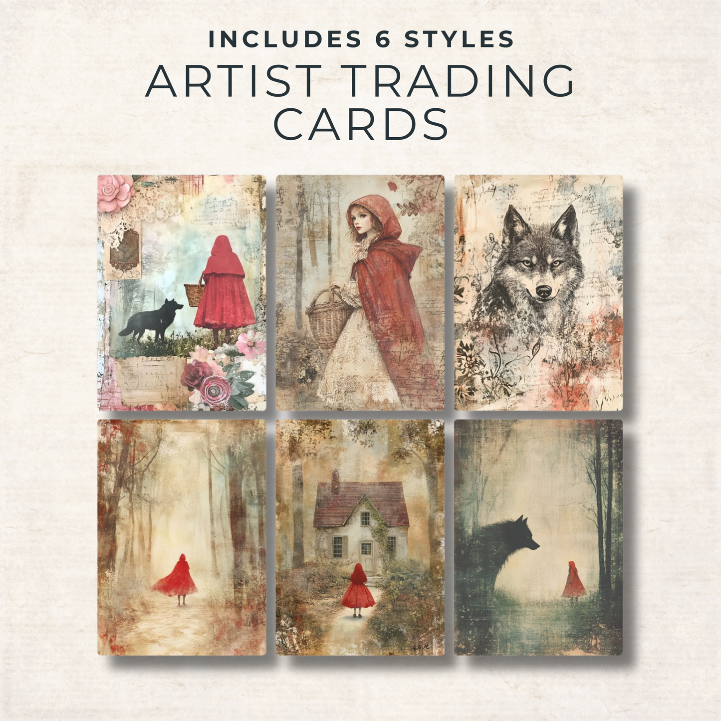 Red Riding Hood Junk Journal Kit – Vintage Fairy Tale Printable Ephemera & Scrapbook Pages