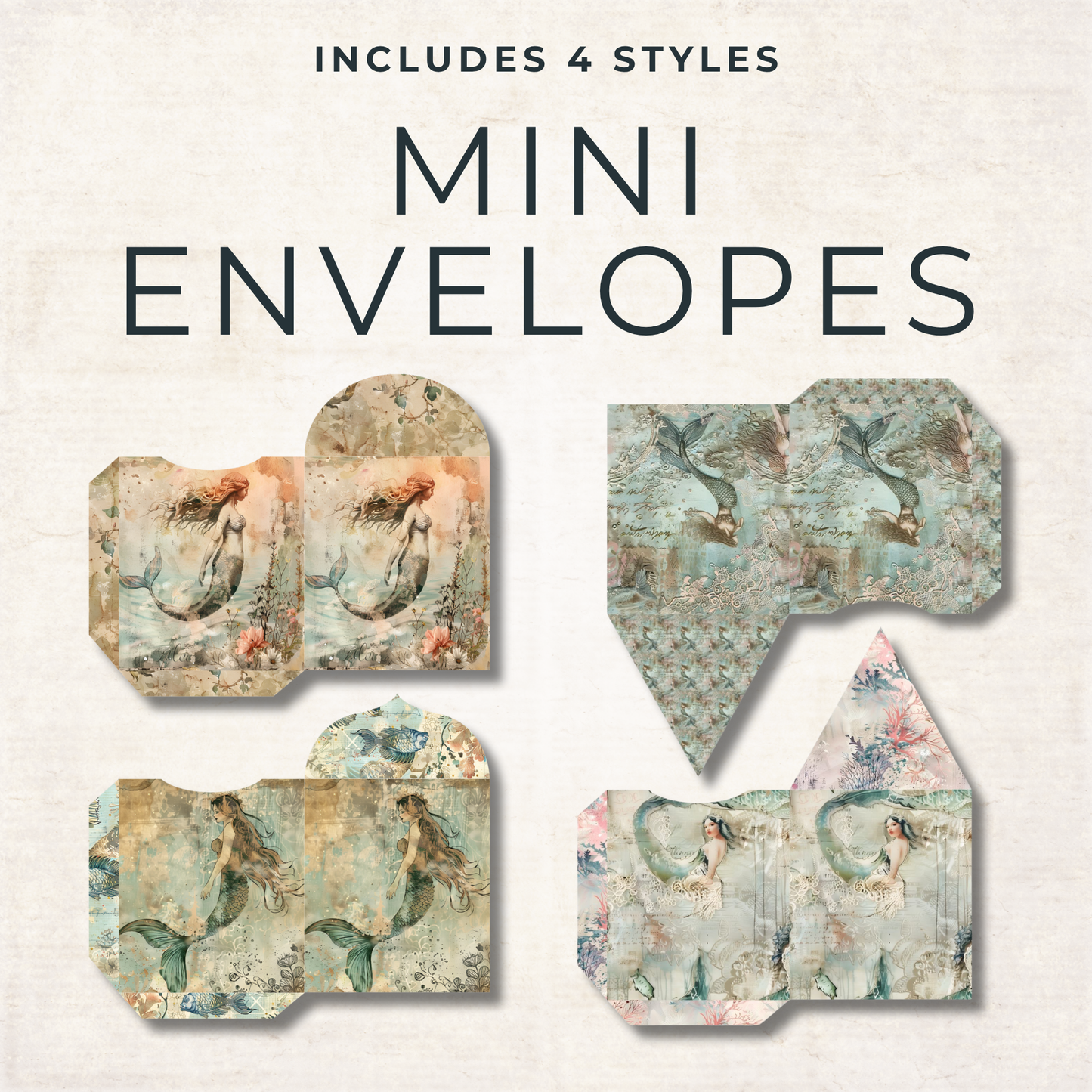 Mermaid Dreams Junk Journal Kit – Vintage Printable Ephemera & Underwater Collage Pages