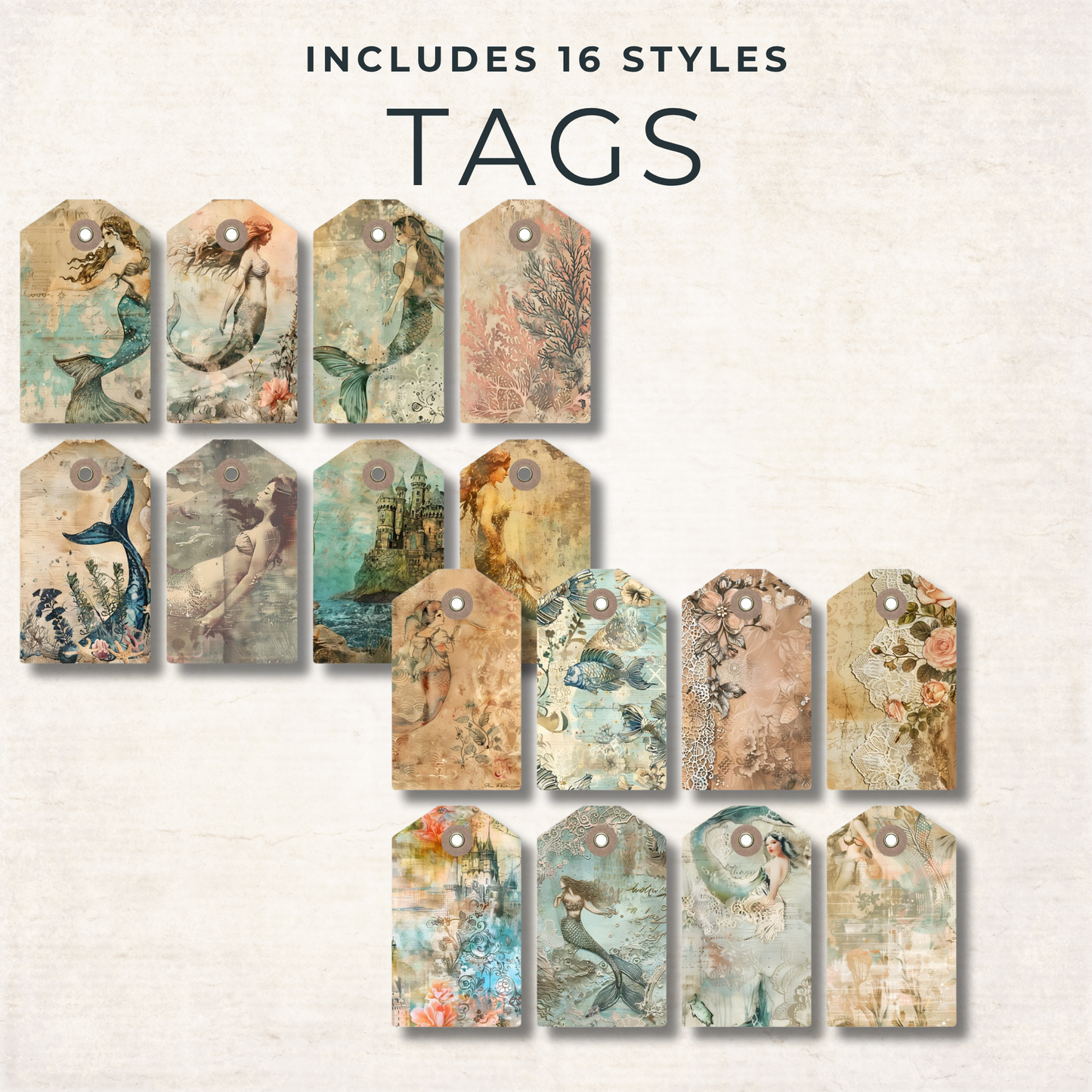 Mermaid Dreams Junk Journal Kit – Vintage Printable Ephemera & Underwater Collage Pages