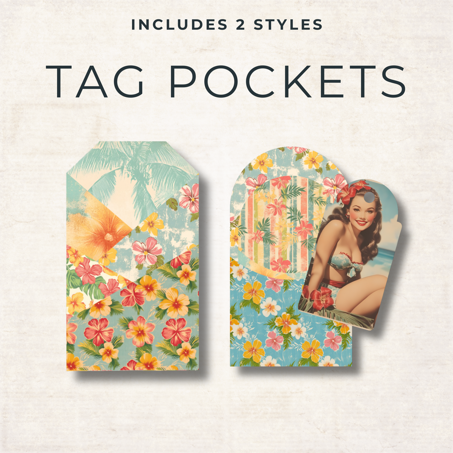 Retro Hawaii Junk Journal Kit – Vintage Tropical Scrapbook Ephemera & Printable Pin-Up Pages
