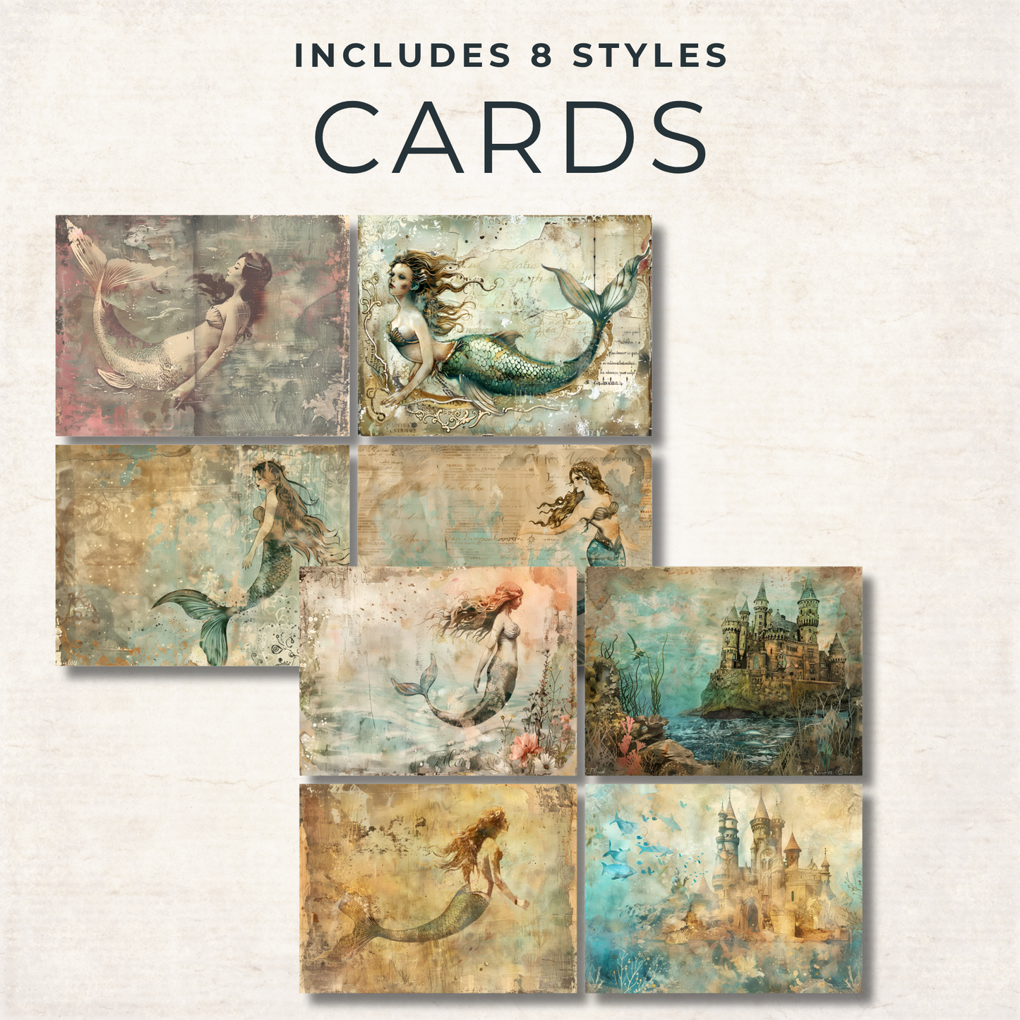 Mermaid Dreams Junk Journal Kit – Vintage Printable Ephemera & Underwater Collage Pages