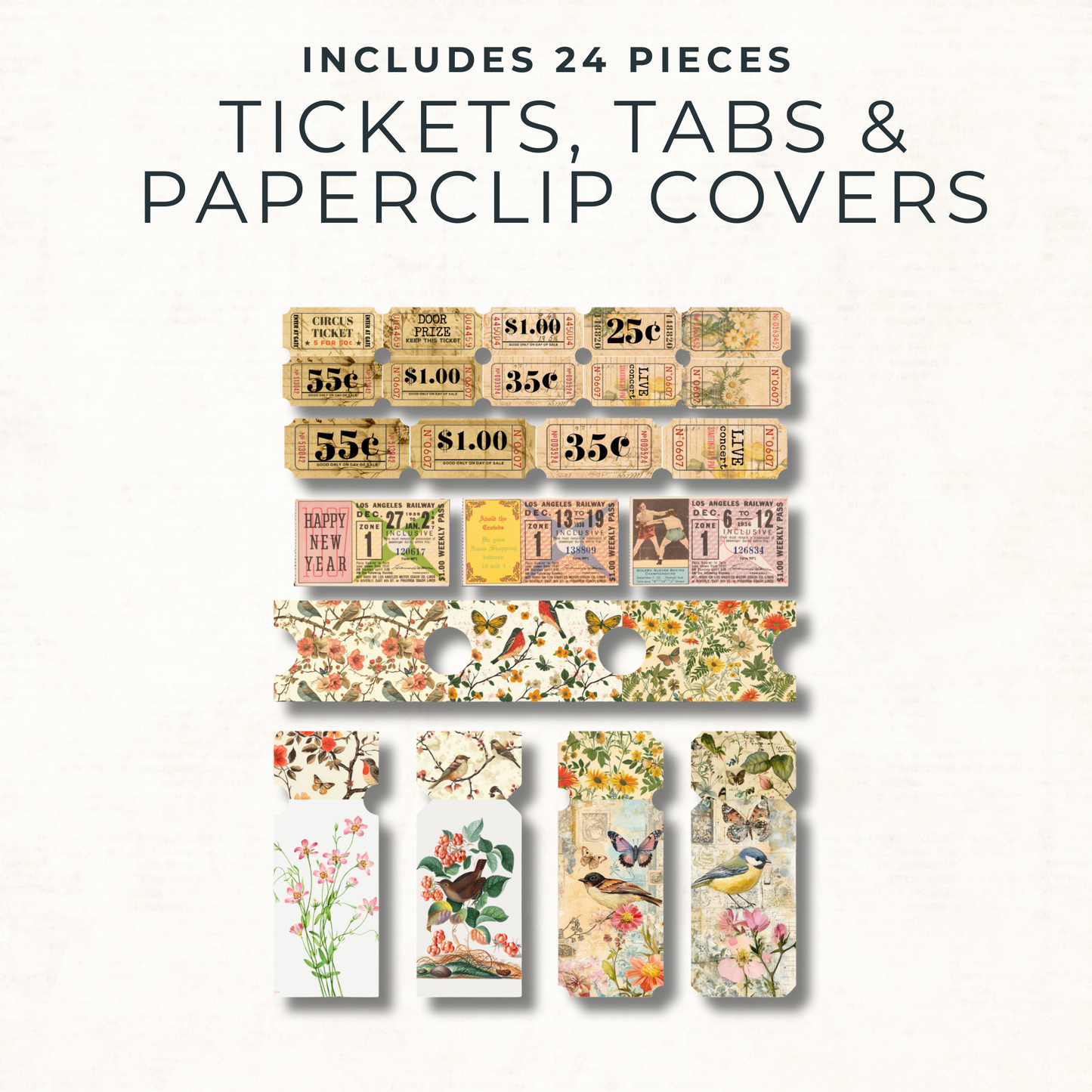 Shabby Chic Ephemera Pack – Printable Birds, Butterflies & Floral Cut-Outs for Junk Journals