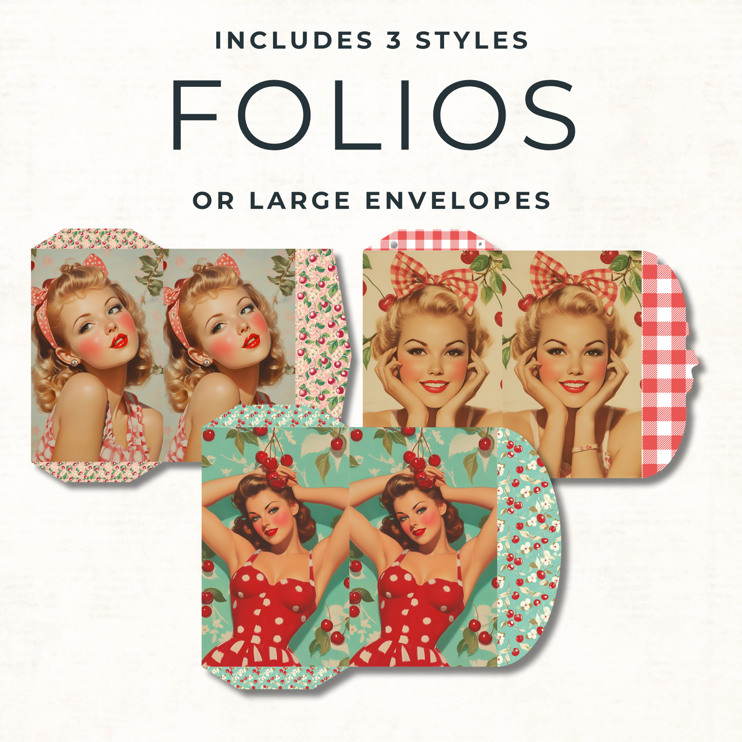 Retro Cherry Junk Journal Kit – 1950s Pin-Up Ephemera