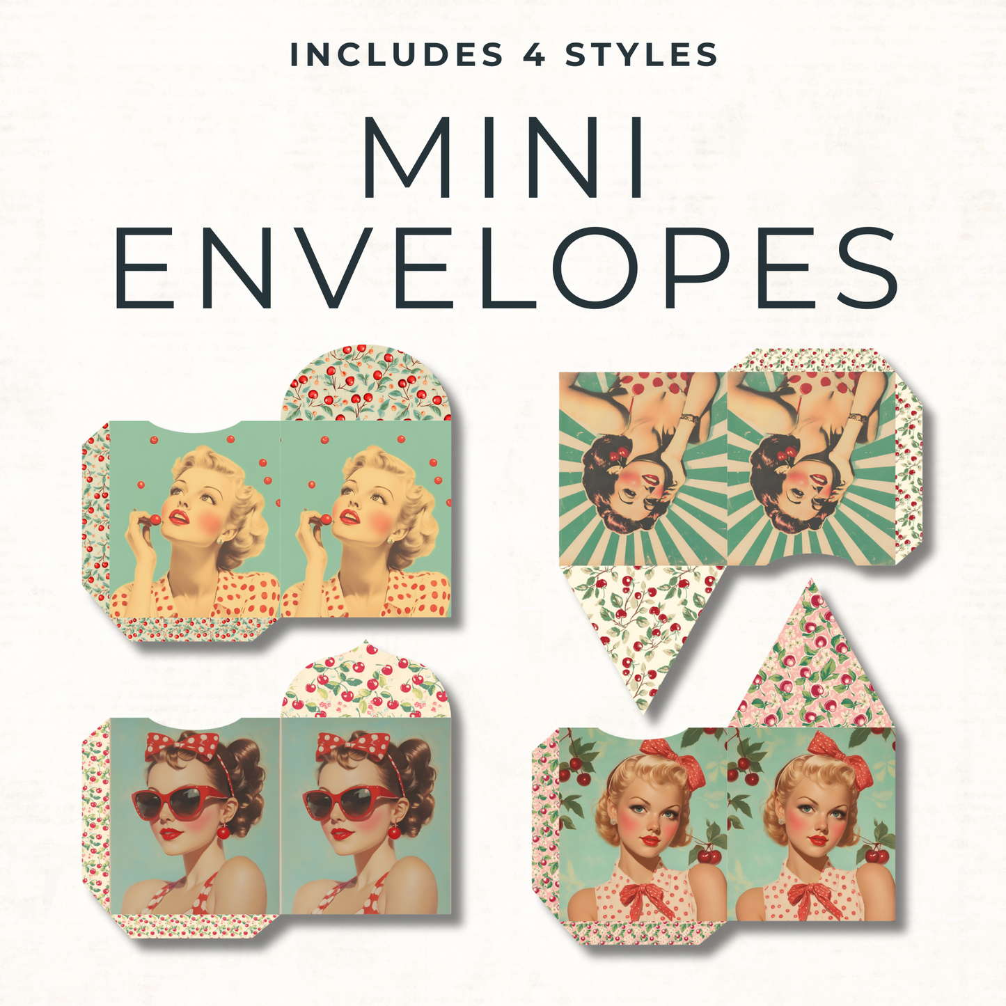 Retro Cherry Junk Journal Kit – 1950s Pin-Up Ephemera