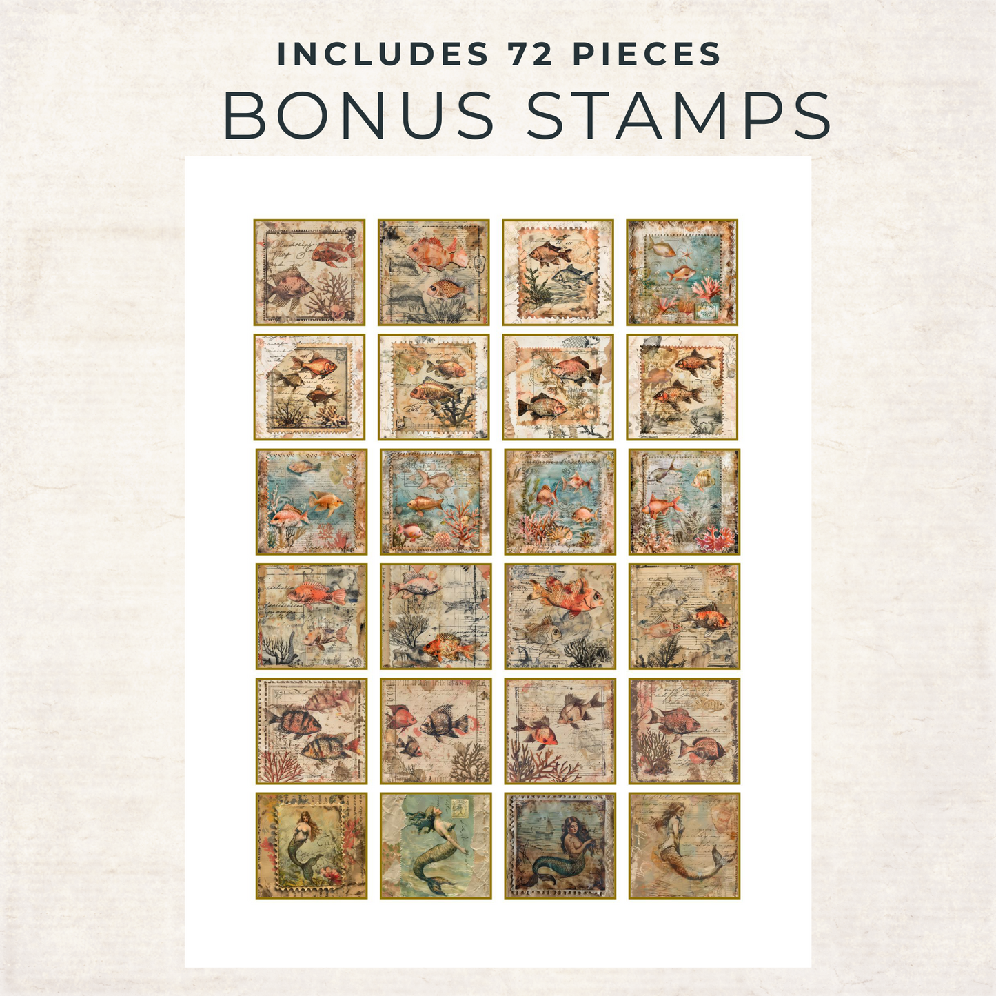 Mermaid Dreams Junk Journal Kit – Vintage Printable Ephemera & Underwater Collage Pages