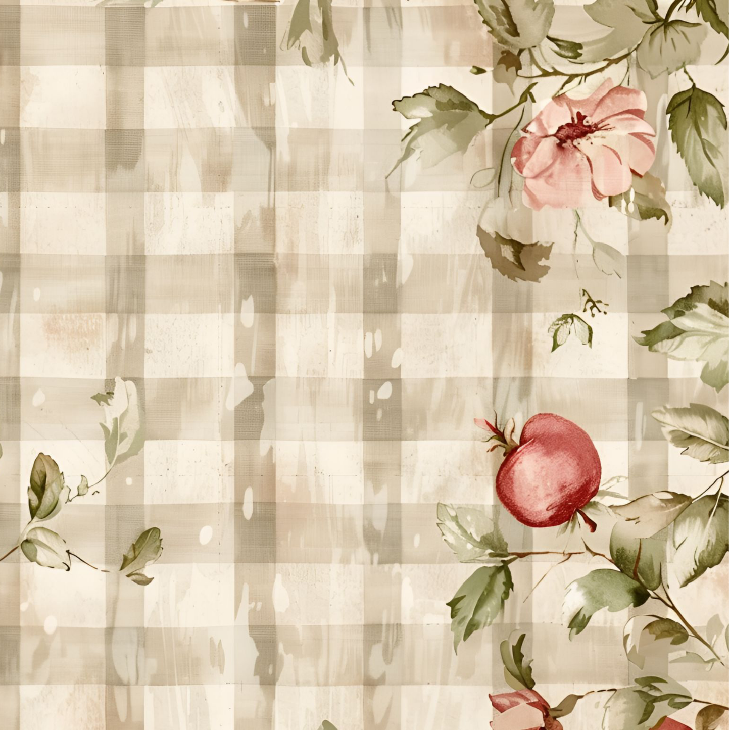 Retro Apple Harvest Junk Journal Kit – Fall Collage Sheets with Gingham, Sunflowers & Printable Ephemera