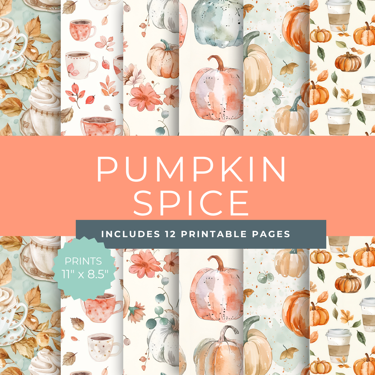 Cozy Fall Junk Journal Bundle – 14 Printable Autumn Kits with Pumpkins, Apples, Sunflowers & Gingham