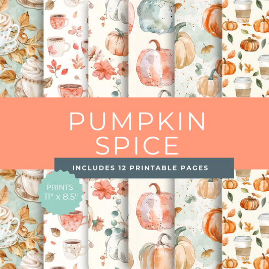 Pumpkin Spice Latte Scrapbook Papers - Cozy Fall Scrapbooking - Thanksgiving Ephemera Kit