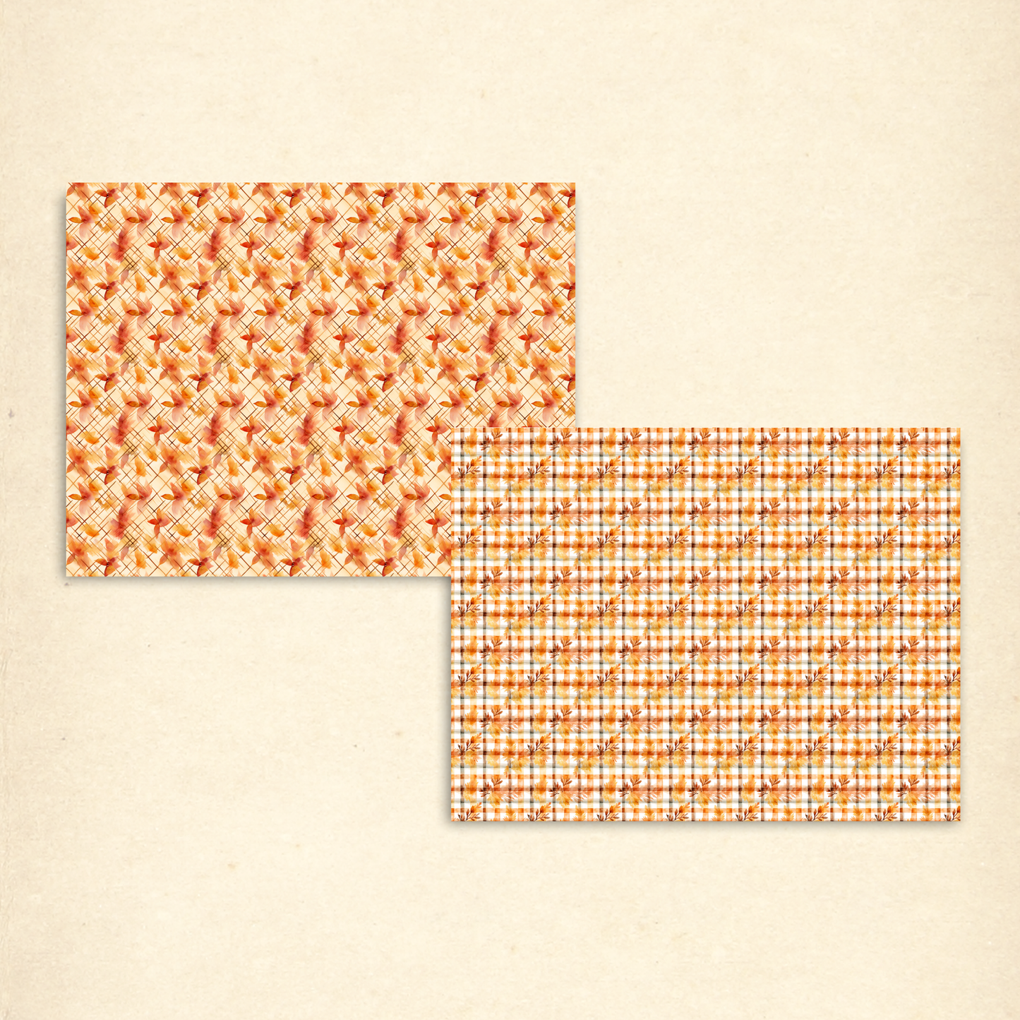 Fall Plaid Scrapbook Papers – Printable Autumn Patterns with Leaves, Florals & Cozy Browns