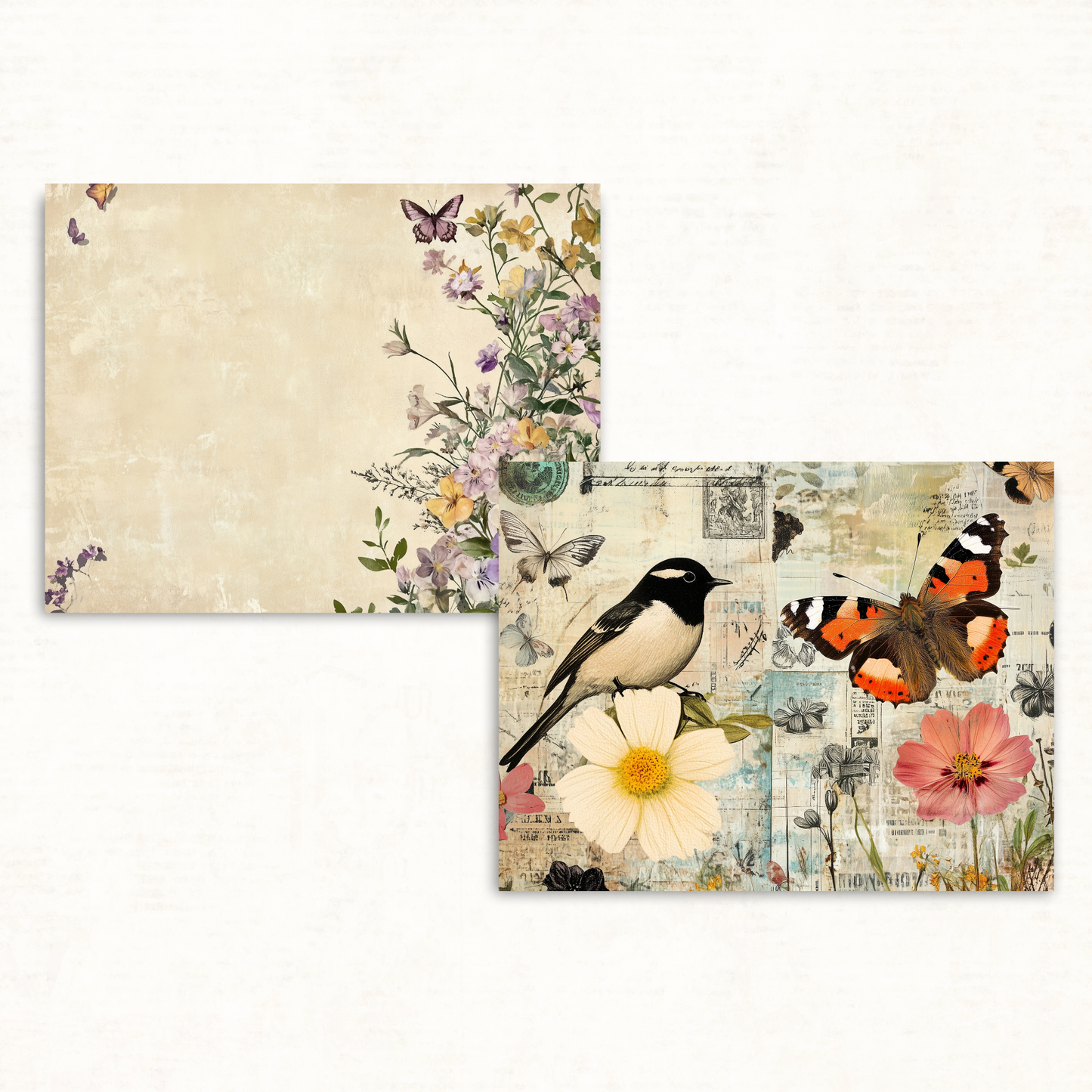 Shabby Chic Collage Journal Kit – Printable Birds, Flowers & Butterflies for Junk Journals