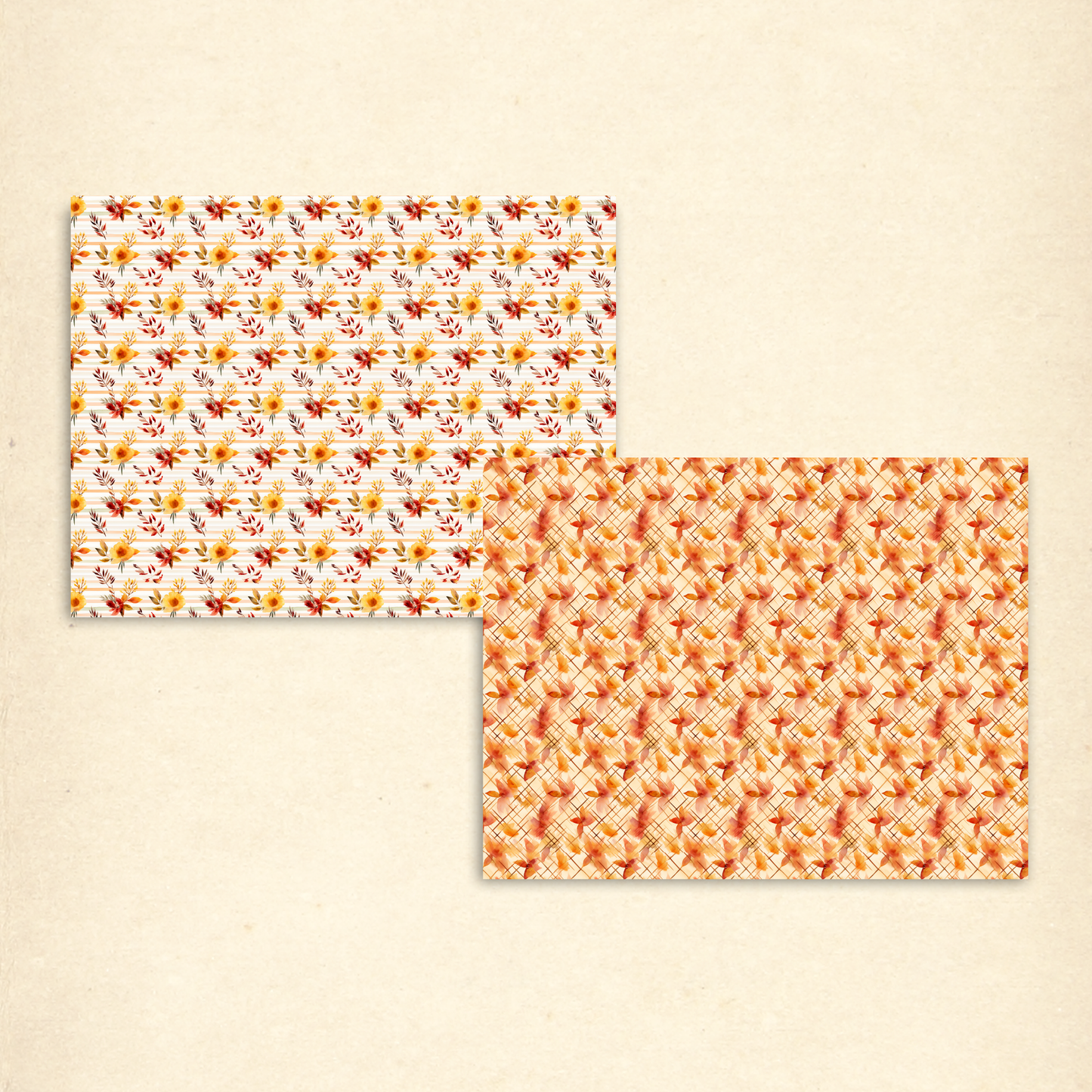 Fall Plaid Scrapbook Papers – Printable Autumn Patterns with Leaves, Florals & Cozy Browns