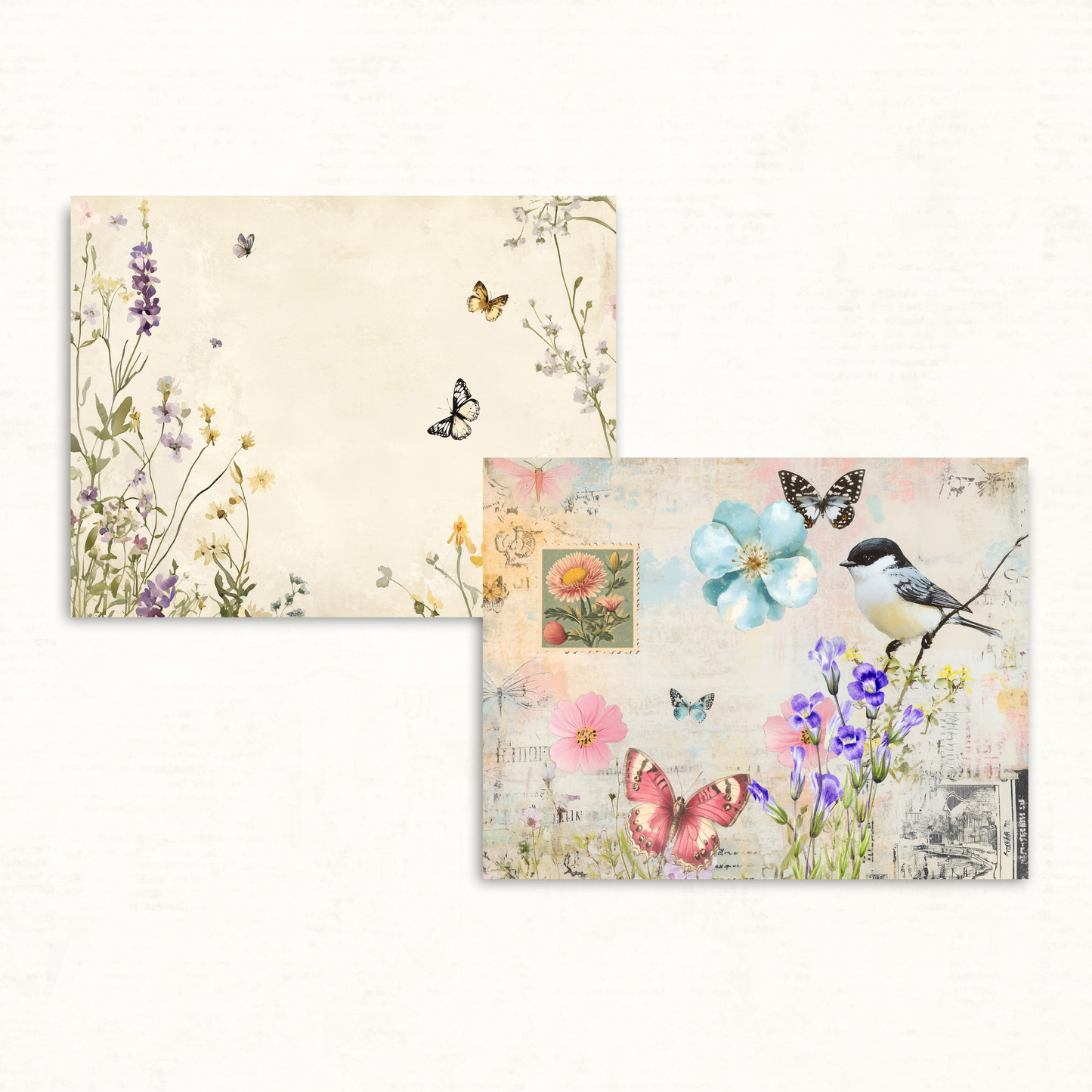 Shabby Chic Collage Journal Kit – Printable Birds, Flowers & Butterflies for Junk Journals