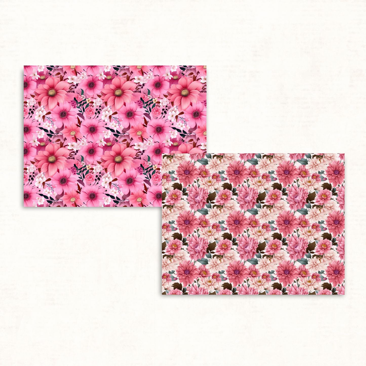 Pink Boho Floral Scrapbook Papers – Printable Vintage Backgrounds for Junk Journals & Collage