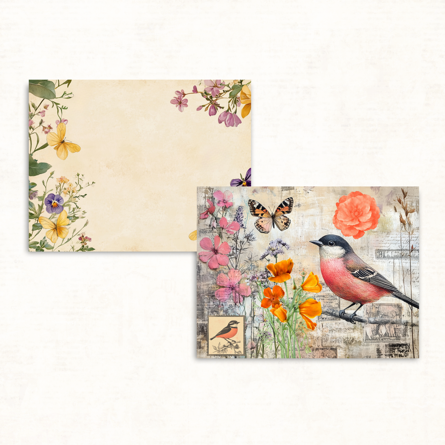 Shabby Chic Collage Journal Kit – Printable Birds, Flowers & Butterflies for Junk Journals