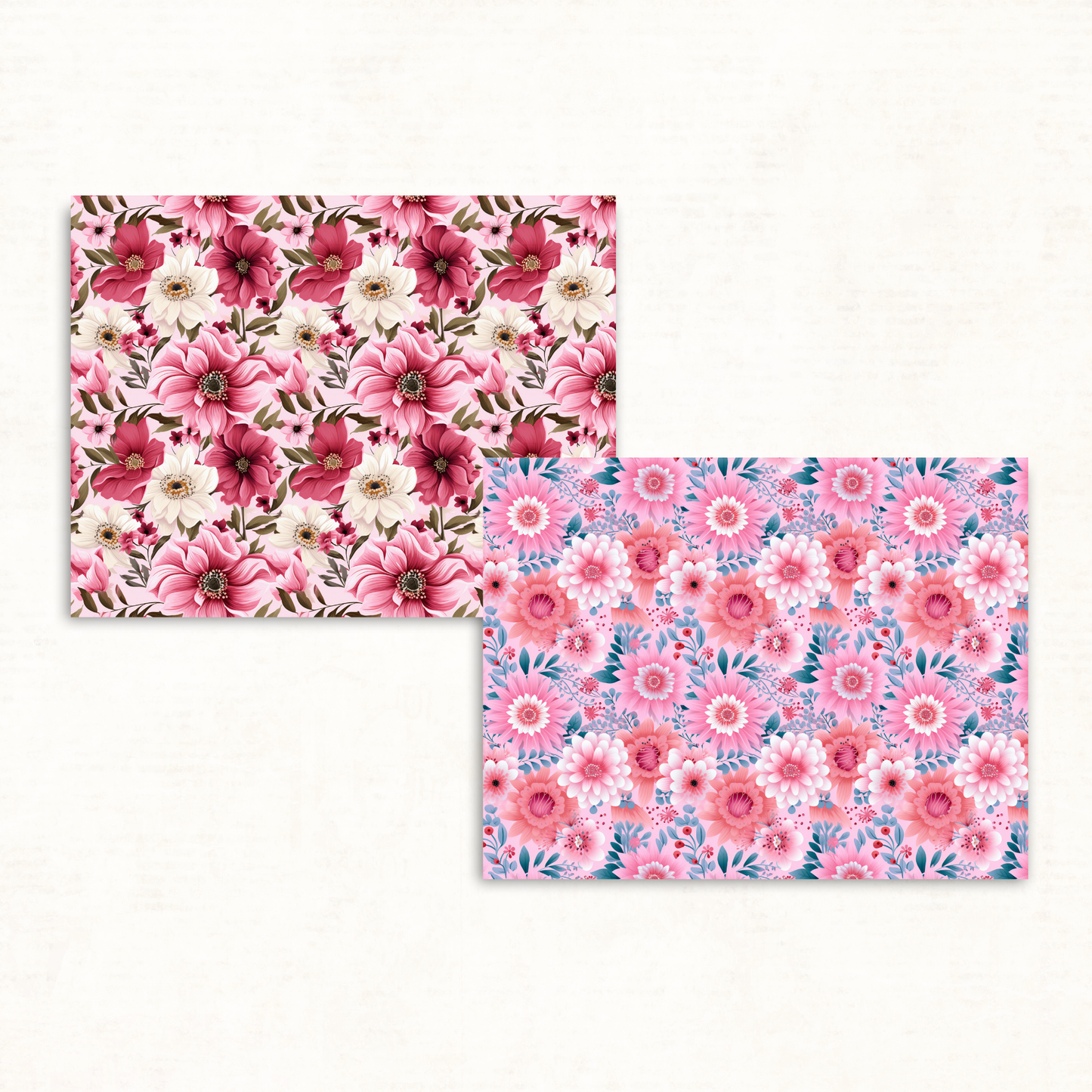 Pink Boho Floral Scrapbook Papers – Printable Vintage Backgrounds for Junk Journals & Collage