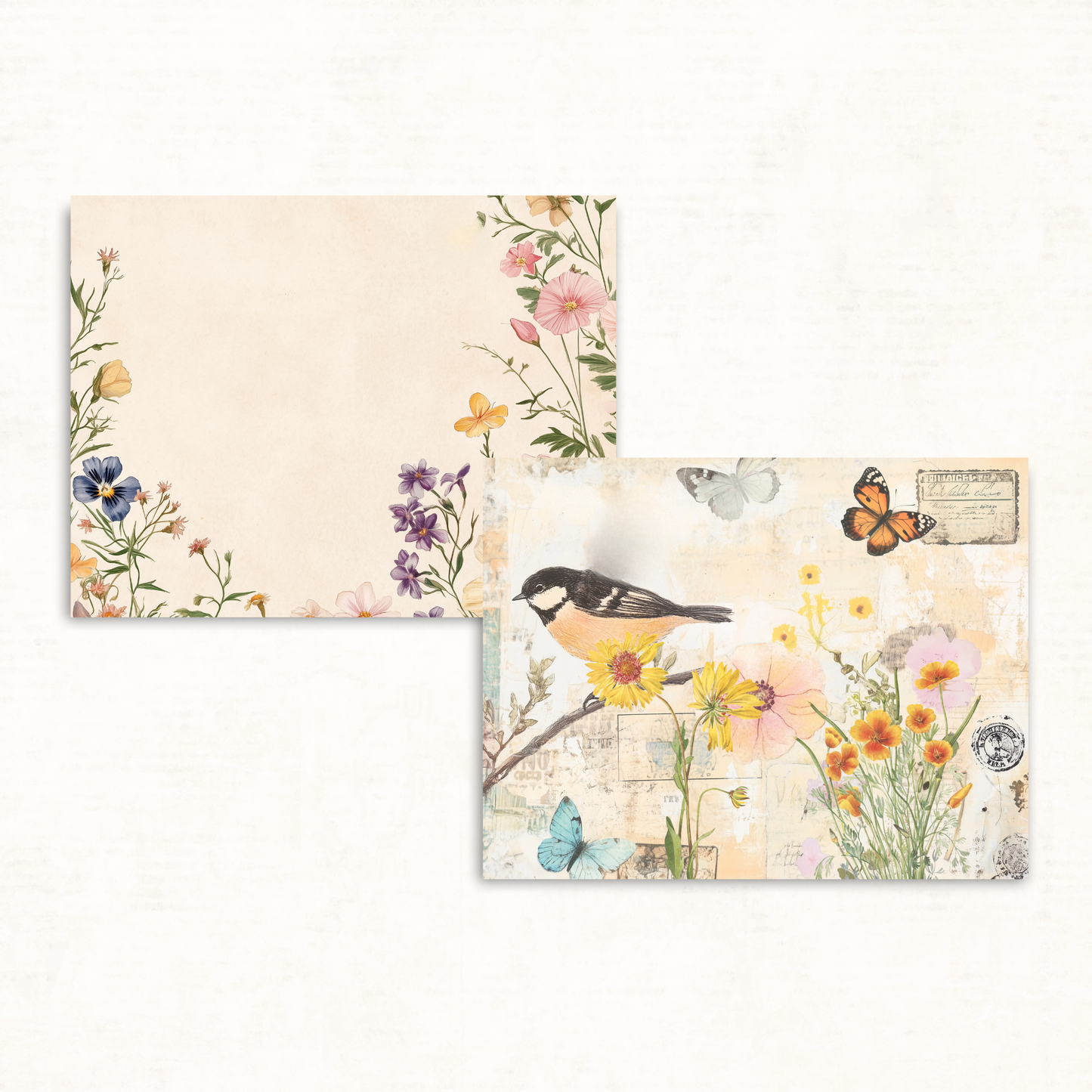 Shabby Chic Collage Journal Kit – Printable Birds, Flowers & Butterflies for Junk Journals