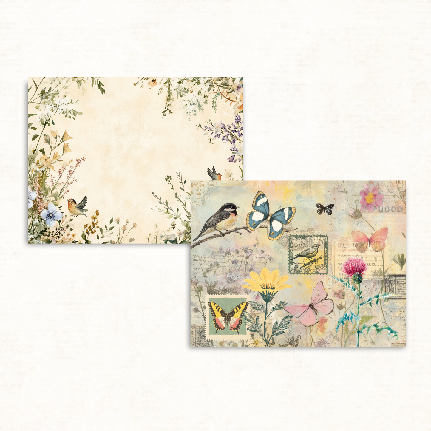 Shabby Chic Collage Journal Kit – Printable Birds, Flowers & Butterflies for Junk Journals