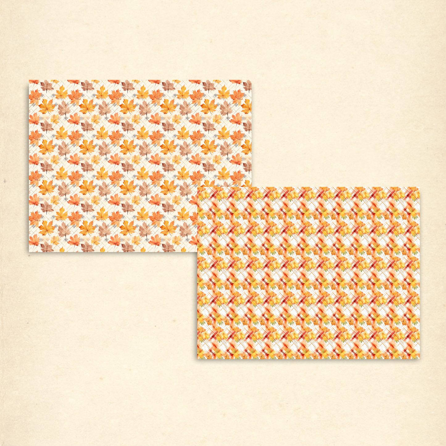 Fall Plaid Scrapbook Papers – Printable Autumn Patterns with Leaves, Florals & Cozy Browns