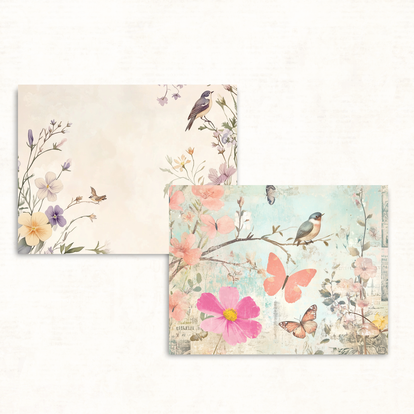 Shabby Chic Collage Journal Kit – Printable Birds, Flowers & Butterflies for Junk Journals