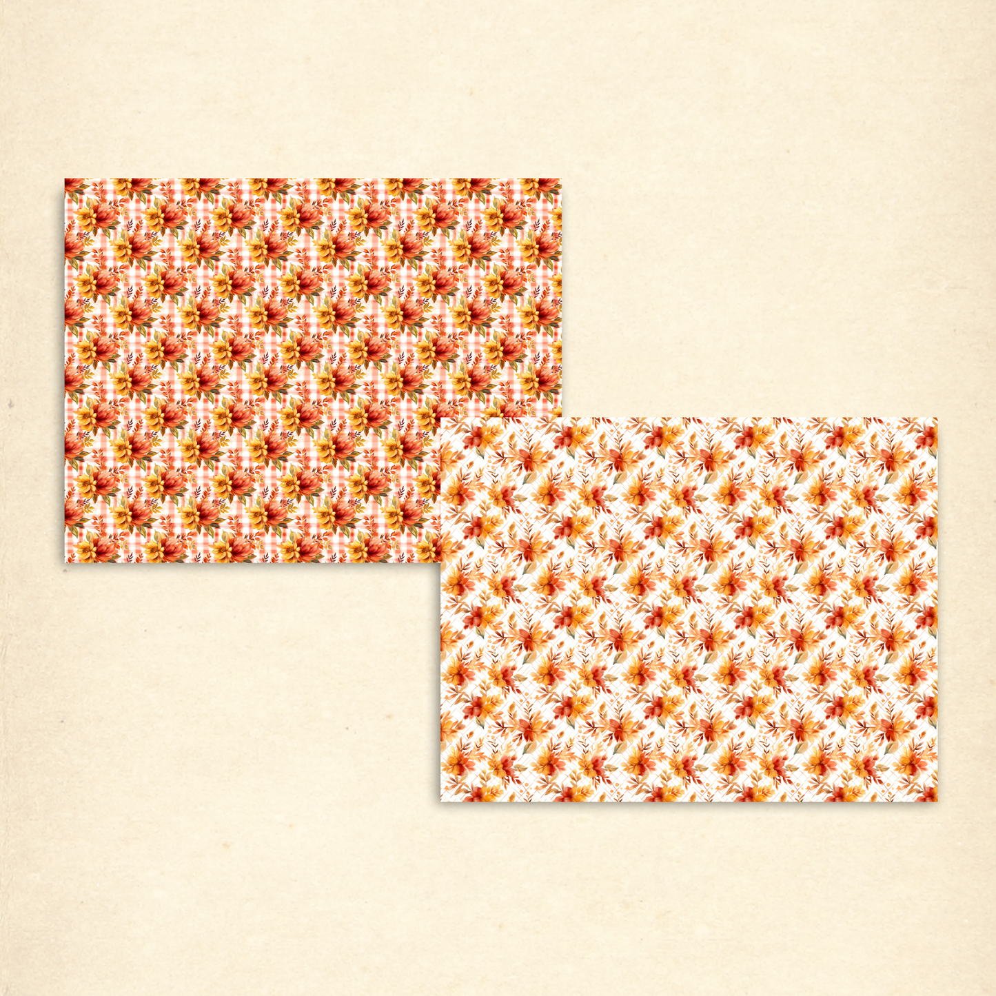 Fall Plaid Scrapbook Papers – Printable Autumn Patterns with Leaves, Florals & Cozy Browns