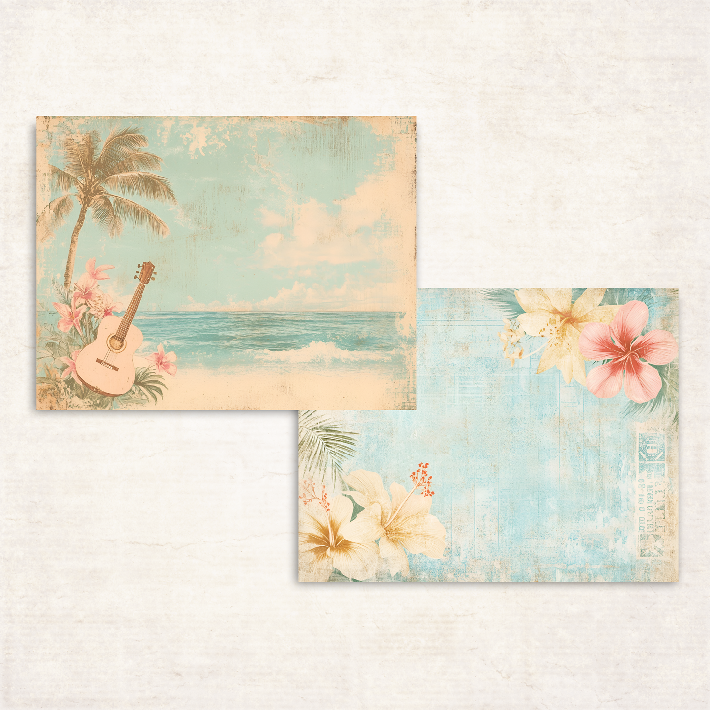 Hawaiian Vacation Junk Journal Kit – Printable Island Ephemera & Travel Collage Sheets