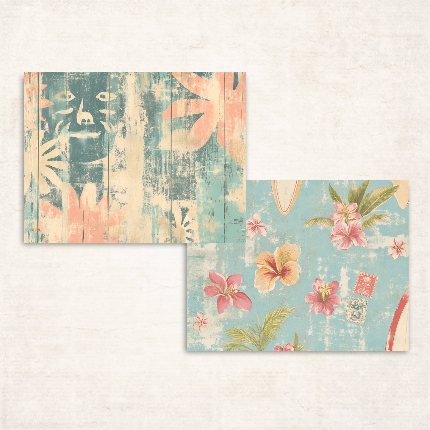 Hawaiian Vacation Junk Journal Kit – Printable Island Ephemera & Travel Collage Sheets