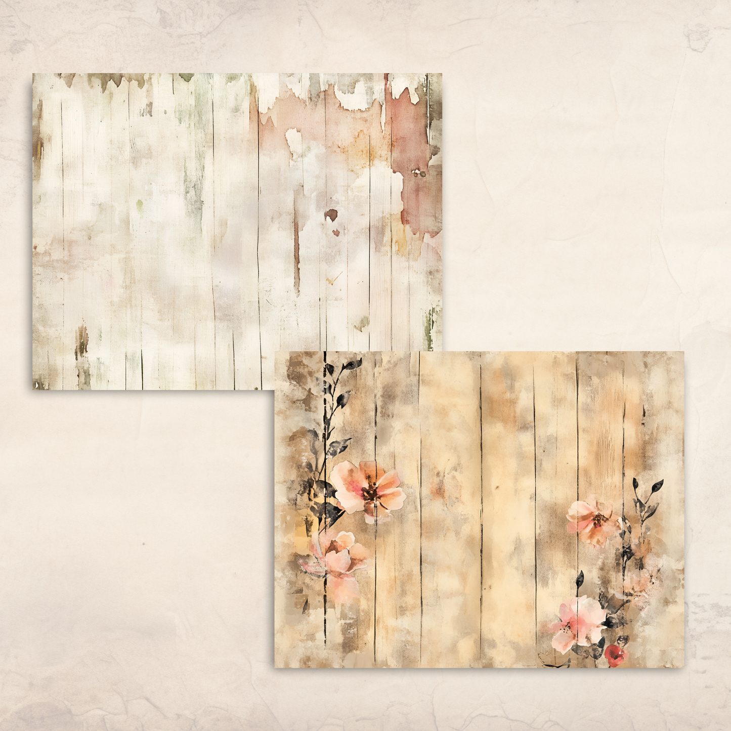Distressed Wood Digital Paper – Rustic Shabby Chic Woodgrain Backgrounds for Junk Journals & Scrapbooks