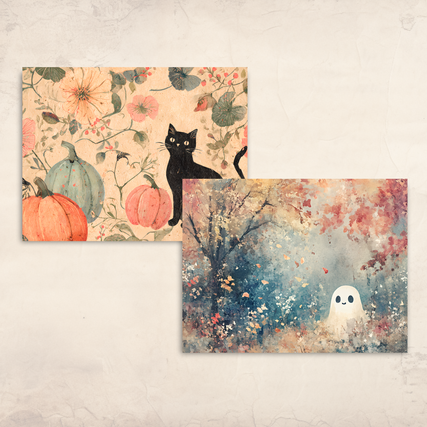 Whimsical Halloween Junk Journal Kit – Printable Cute Ghosts, Pumpkins & Spooky Scrapbook Pages