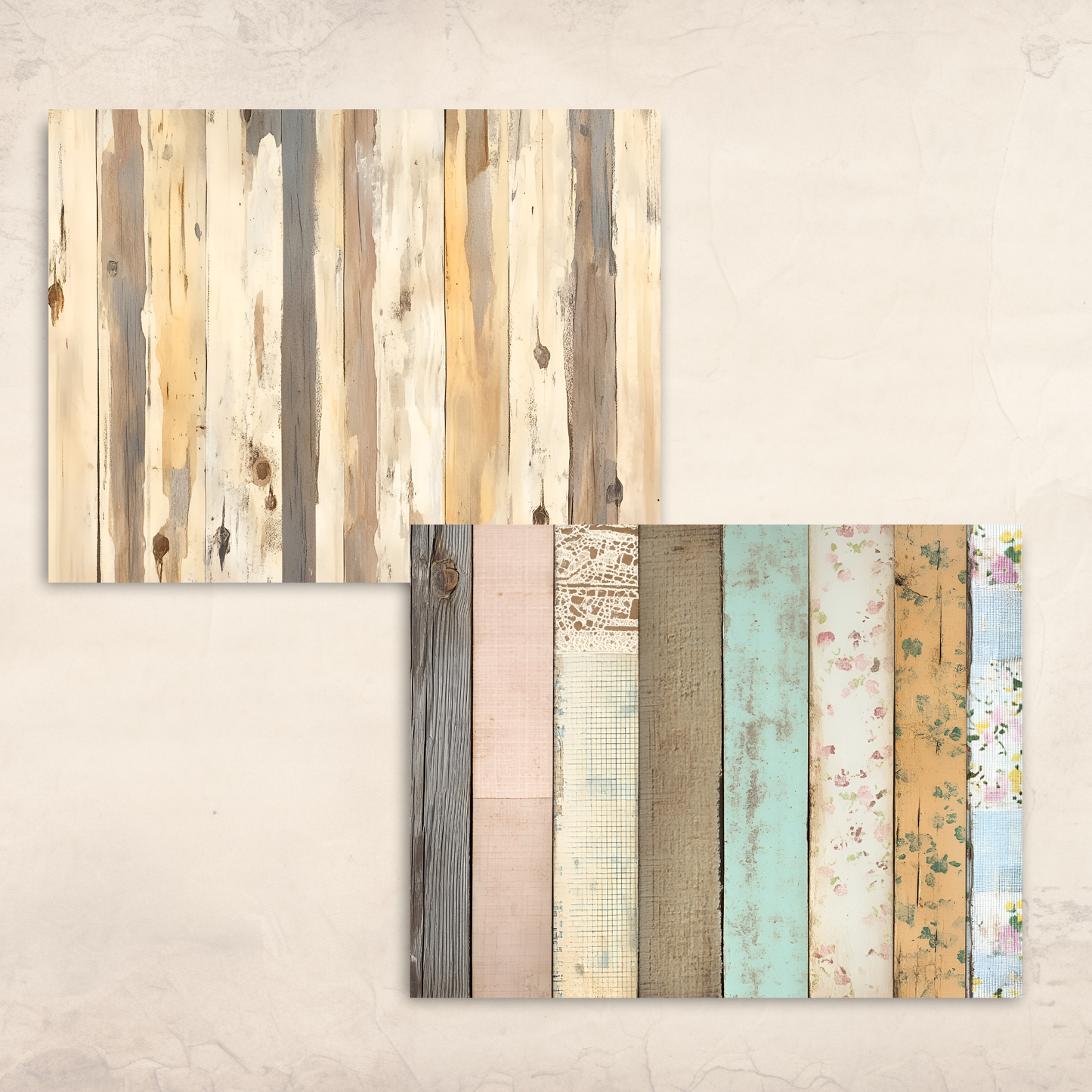 Distressed Wood Digital Paper – Rustic Shabby Chic Woodgrain Backgrounds for Junk Journals & Scrapbooks