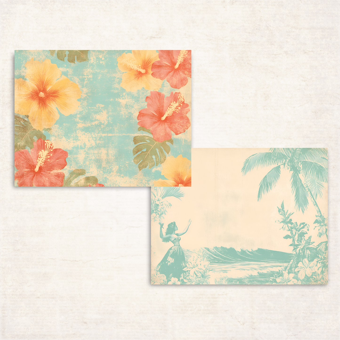 Hawaiian Vacation Junk Journal Kit – Printable Island Ephemera & Travel Collage Sheets