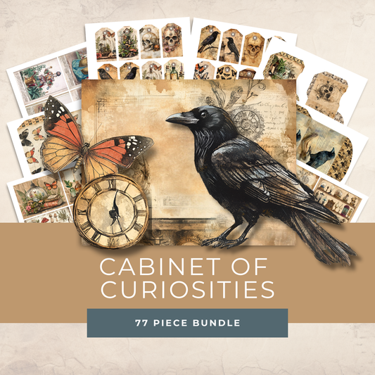 Cabinet of Curiosities Junk Journal Kit – Printable Oddities Ephemera & Spooky Victorian Papers