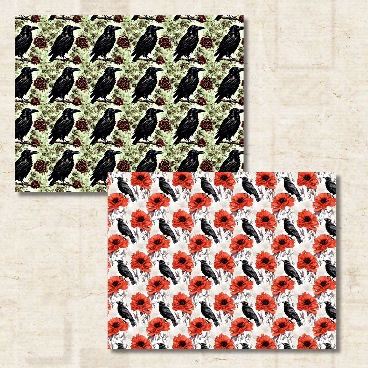 Cabinet of Curiosities Scrapbook Papers – Printable Skulls, Crows & Victorian Apothecary Patterns