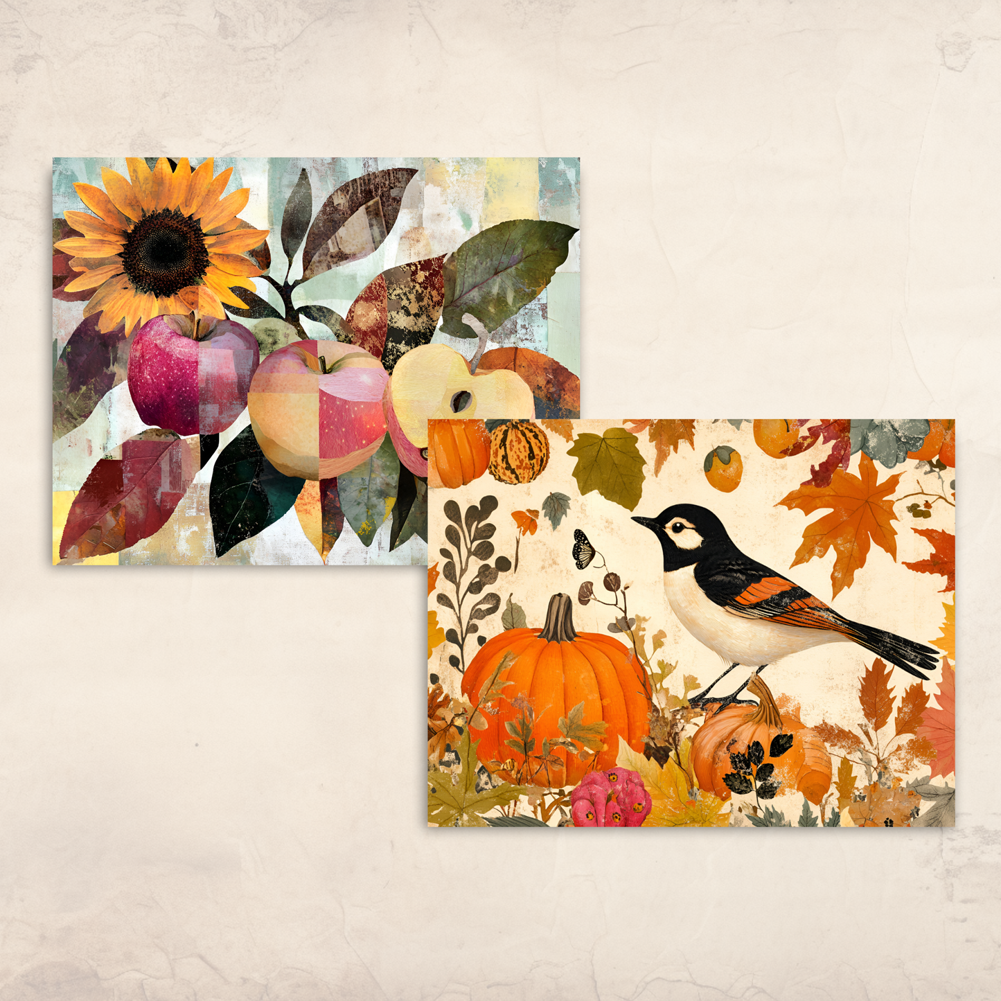 Cozy Fall Collage Sheets – Printable Sunflowers, Birds & Florals for Junk Journals & Autumn Crafts