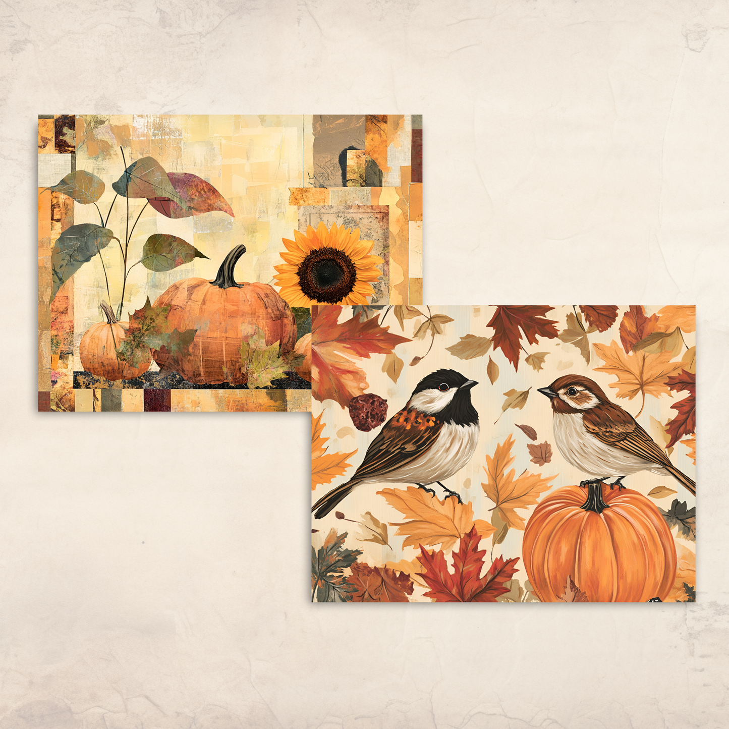 Cozy Fall Collage Sheets – Printable Sunflowers, Birds & Florals for Junk Journals & Autumn Crafts