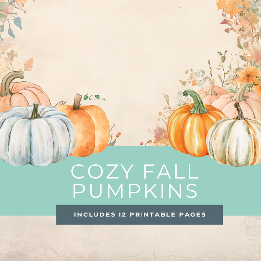 Cozy Fall Pumpkin Journal Pages – Printable Shabby Chic Watercolor Papers for Autumn Junk Journals