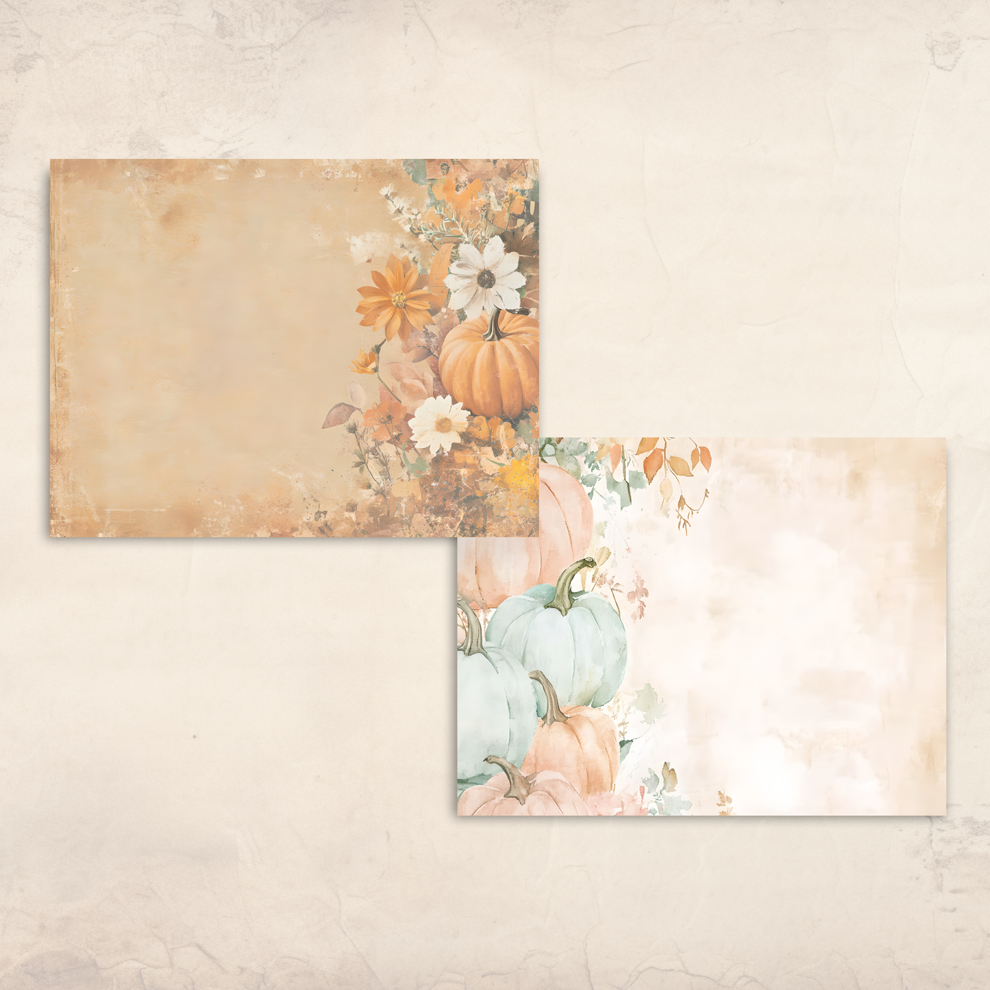 Cozy Fall Pumpkin Journal Pages – Printable Shabby Chic Watercolor Papers for Autumn Junk Journals