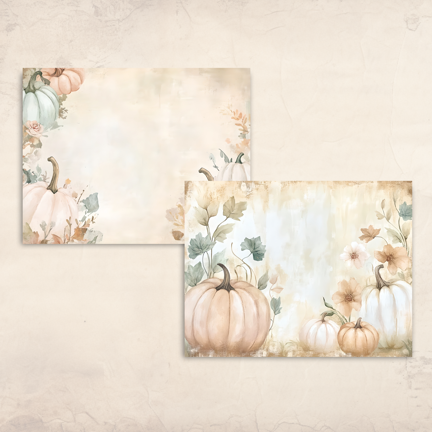 Cozy Fall Pumpkin Journal Pages – Printable Shabby Chic Watercolor Papers for Autumn Junk Journals