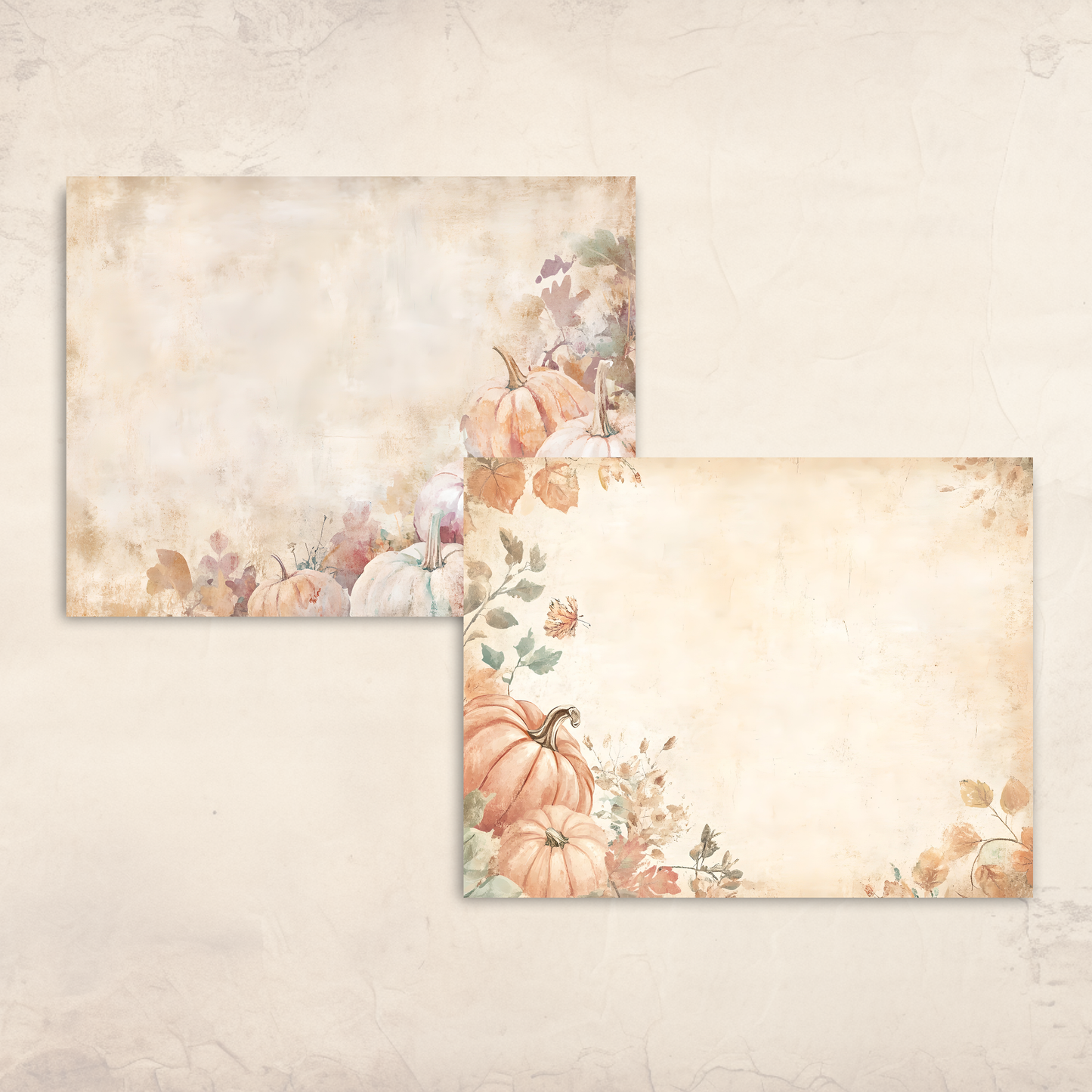 Cozy Fall Pumpkin Journal Pages – Printable Shabby Chic Watercolor Papers for Autumn Junk Journals