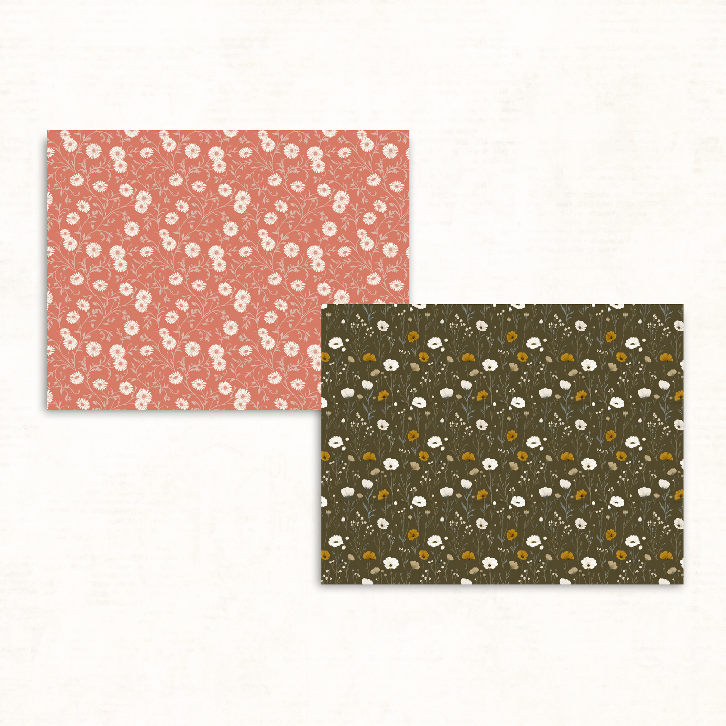 Earthy Boho Floral Scrapbook Papers – Printable Neutral & Deep Orange Backgrounds for Junk Journals