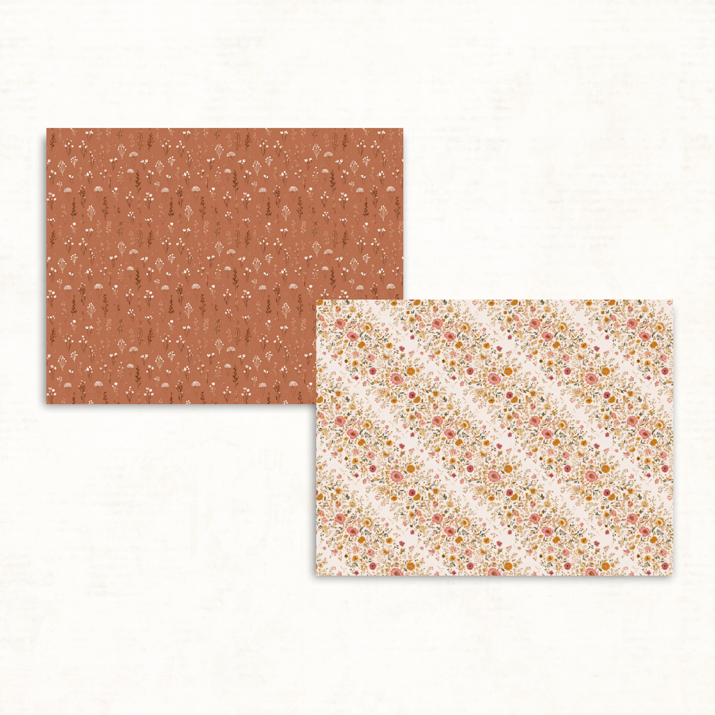 Earthy Boho Floral Scrapbook Papers – Printable Neutral & Deep Orange Backgrounds for Junk Journals
