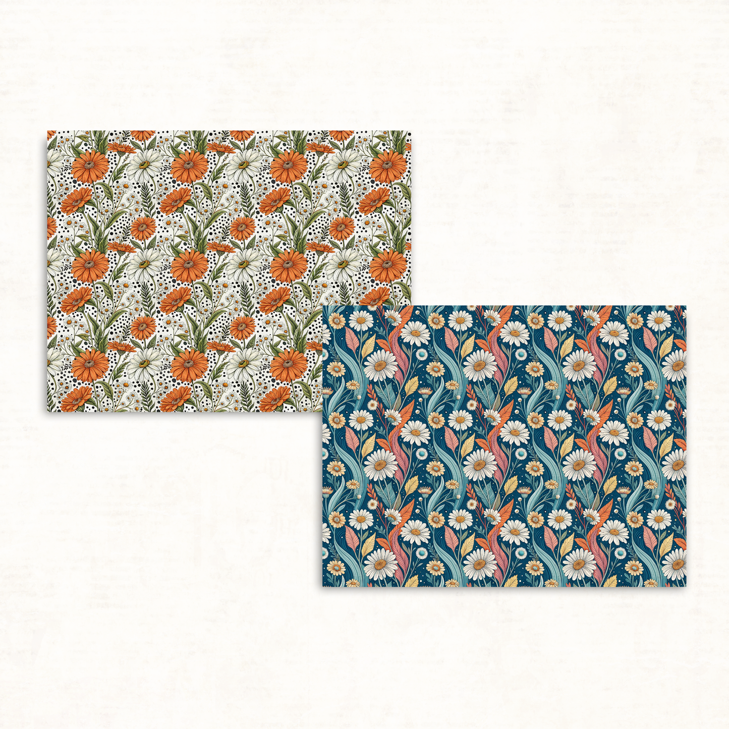 Funky Boho Floral Scrapbook Papers – Bright Printable Backgrounds with Polka Dots & Retro Flair
