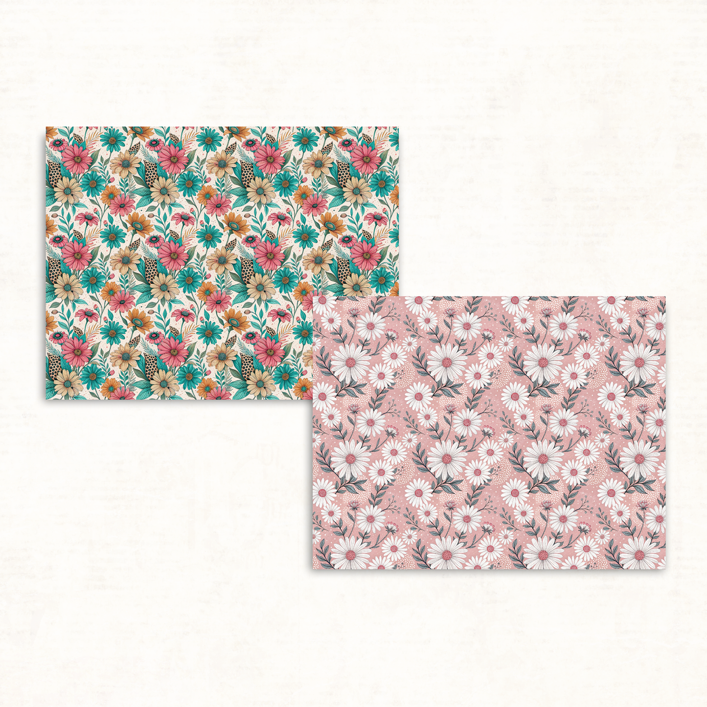 Funky Boho Floral Scrapbook Papers – Bright Printable Backgrounds with Polka Dots & Retro Flair