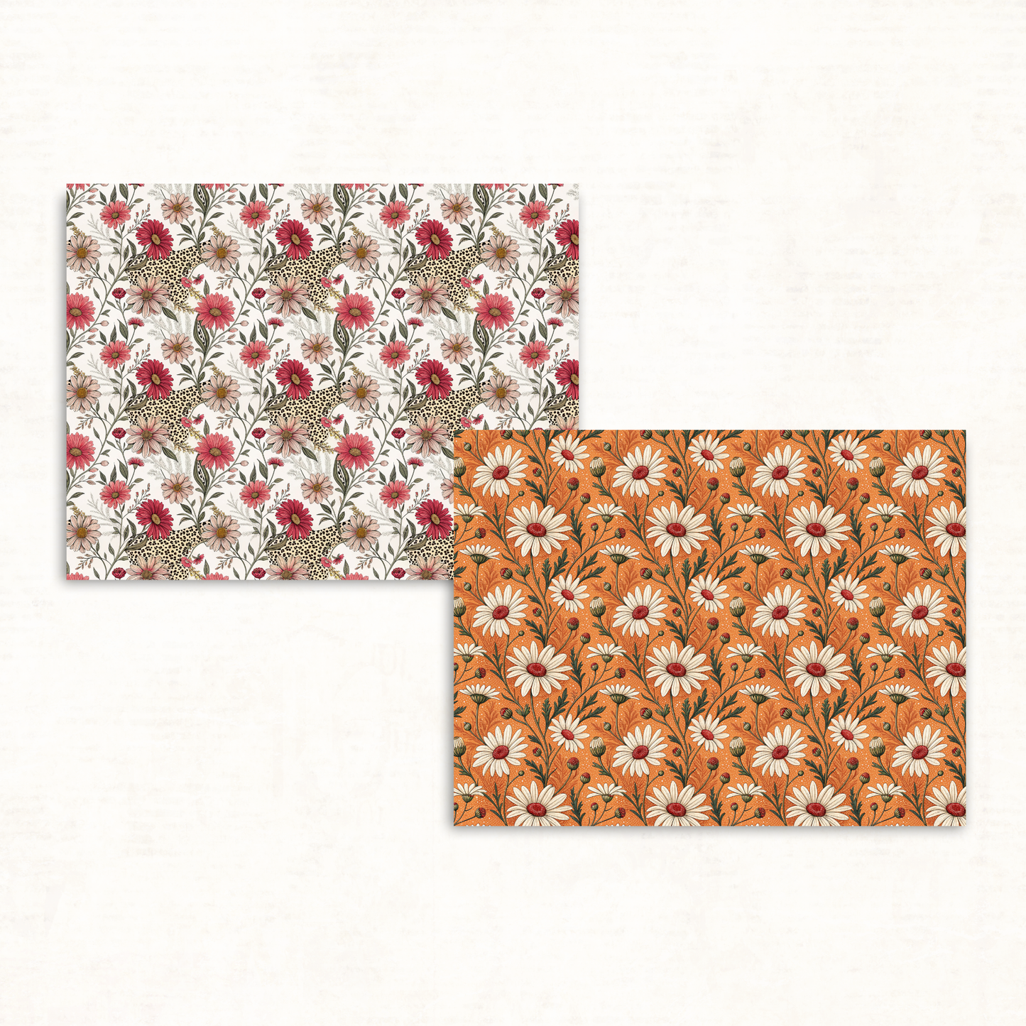 Funky Boho Floral Scrapbook Papers – Bright Printable Backgrounds with Polka Dots & Retro Flair