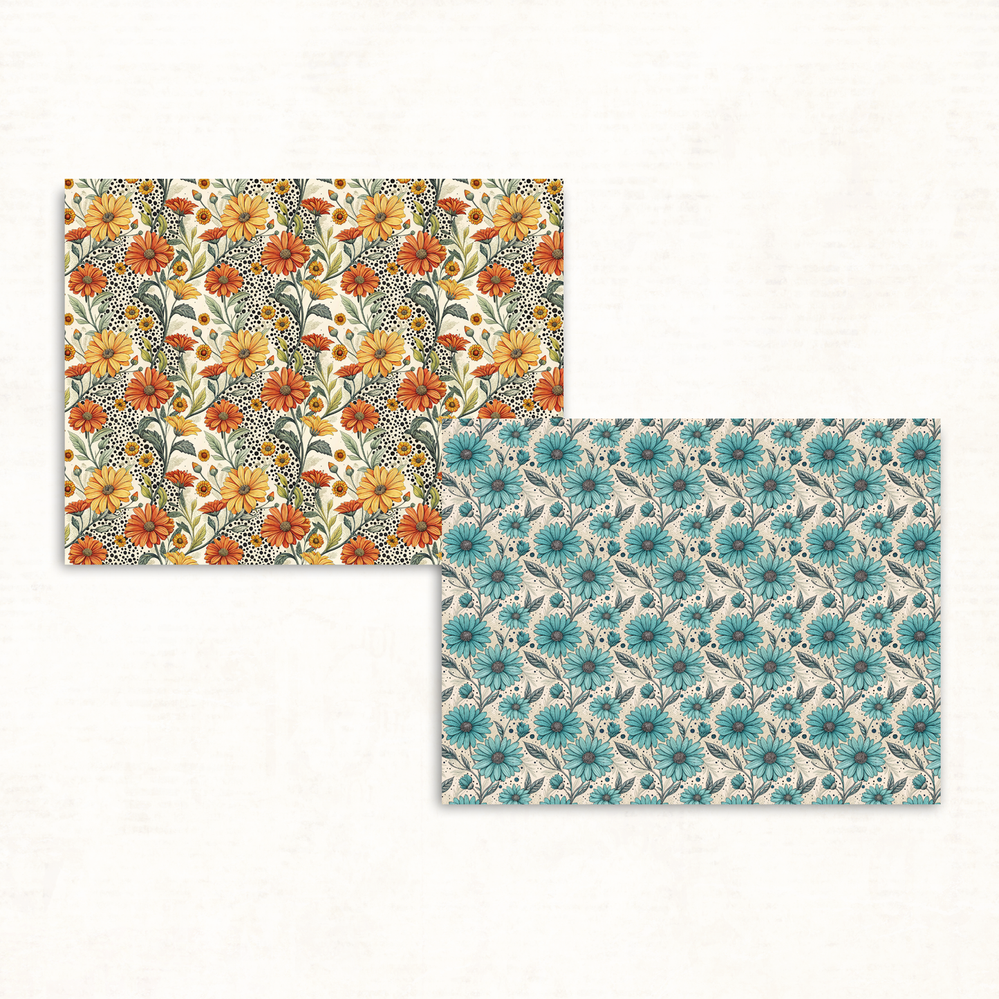 Funky Boho Floral Scrapbook Papers – Bright Printable Backgrounds with Polka Dots & Retro Flair