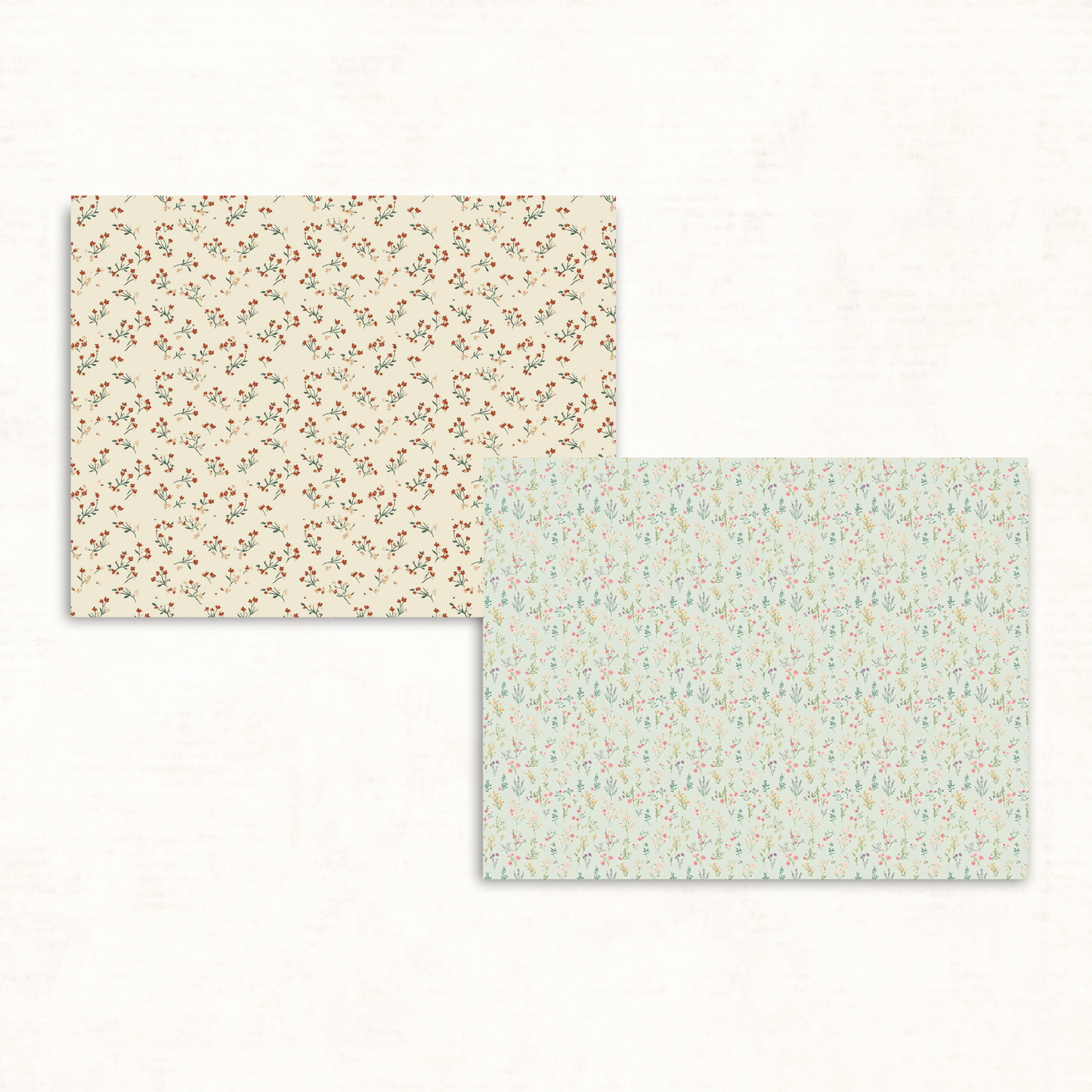 Green Boho Floral Scrapbook Papers – Printable Botanical Backgrounds for Junk Journals & Paper Crafts