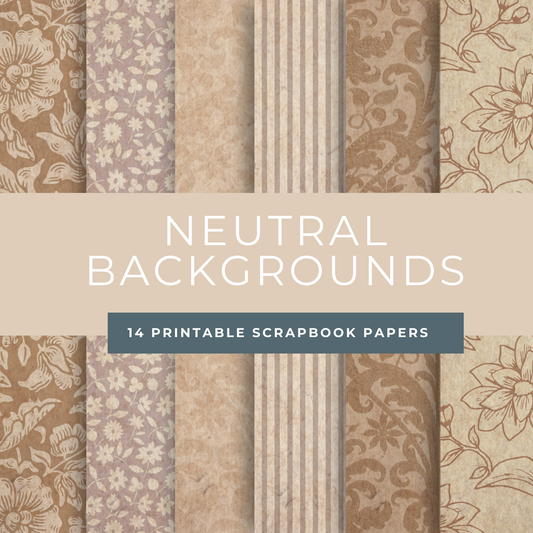 Neutral Vintage Background Papers – Printable Aged Patterns for Junk Journals & Scrapbooking